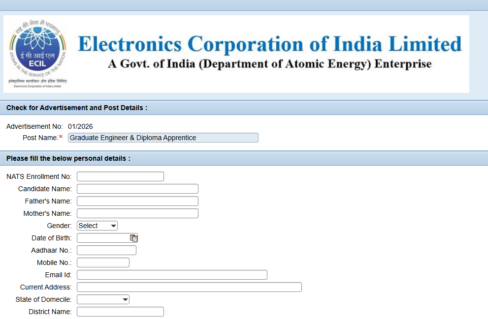 ECIL Recruitment Apprentice