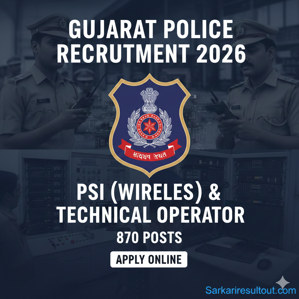 Gujarat Police PSI Recruitment , Gujarat Police technical Operator Recruitment