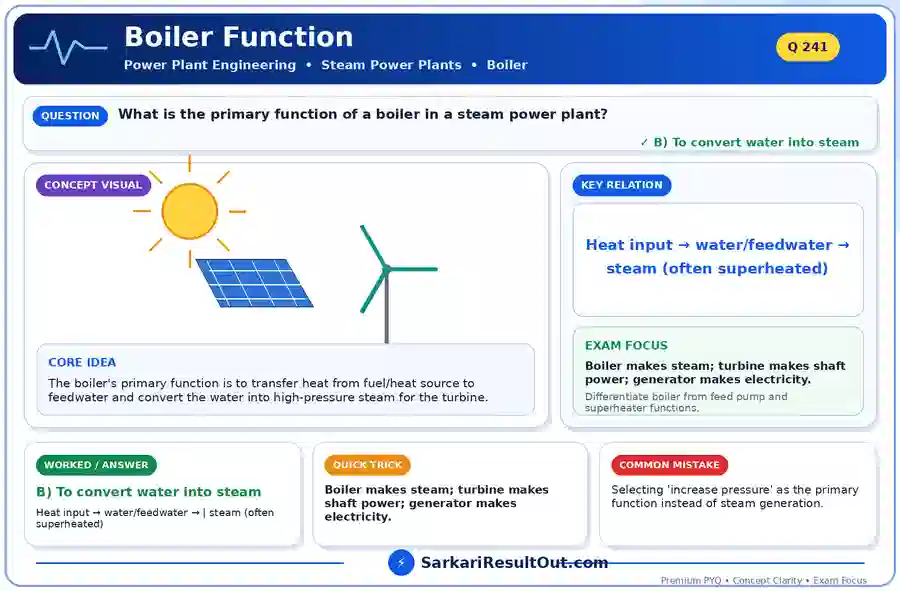 Solution diagram – What is the primary function of a boiler in a steam power plant?