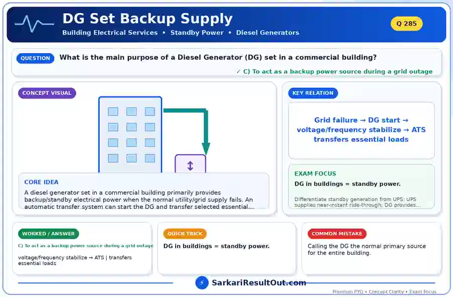 DG Set Backup Supply explanatory diagram